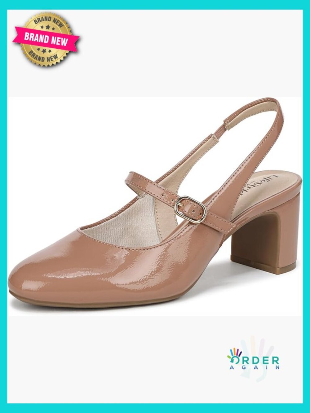 Round Toe Comfort Pumps Chunky Block Heel Slingback Mary Jane Strap Casual Work